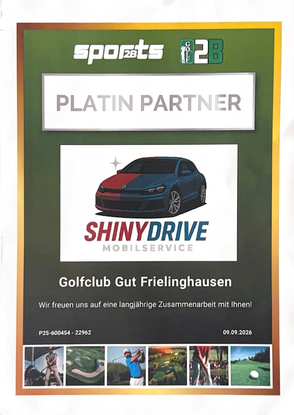 sports2B Golf2B Platin Partner Zertifikat – Golfclub Gut Frielinghausen